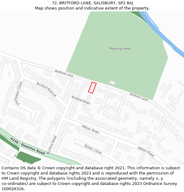 72, BRITFORD LANE, SALISBURY, SP2 8AJ: Location map and indicative extent of plot