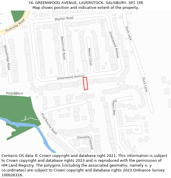 74, GREENWOOD AVENUE, LAVERSTOCK, SALISBURY, SP1 1PE: Location map and indicative extent of plot