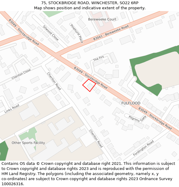 75, STOCKBRIDGE ROAD, WINCHESTER, SO22 6RP: Location map and indicative extent of plot