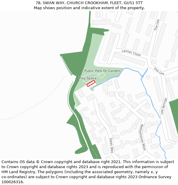 78, SWAN WAY, CHURCH CROOKHAM, FLEET, GU51 5TT: Location map and indicative extent of plot