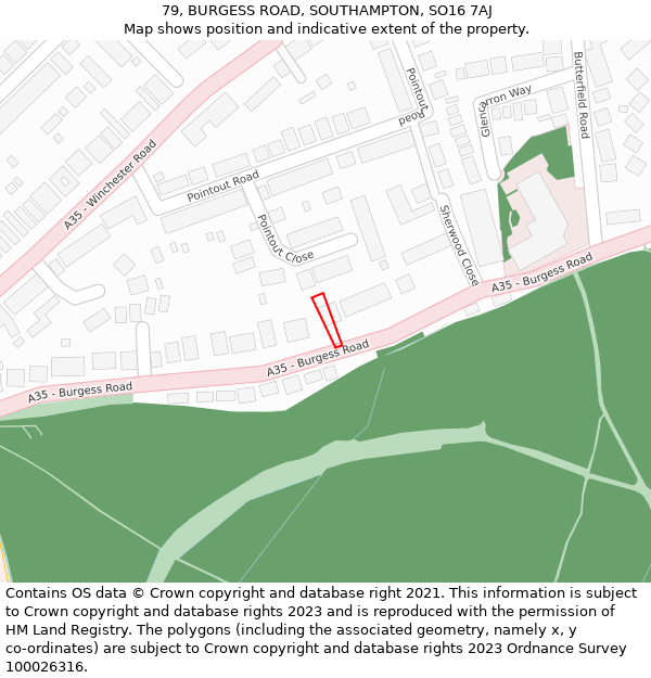 79, BURGESS ROAD, SOUTHAMPTON, SO16 7AJ: Location map and indicative extent of plot