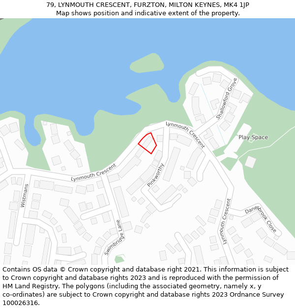 79, LYNMOUTH CRESCENT, FURZTON, MILTON KEYNES, MK4 1JP: Location map and indicative extent of plot