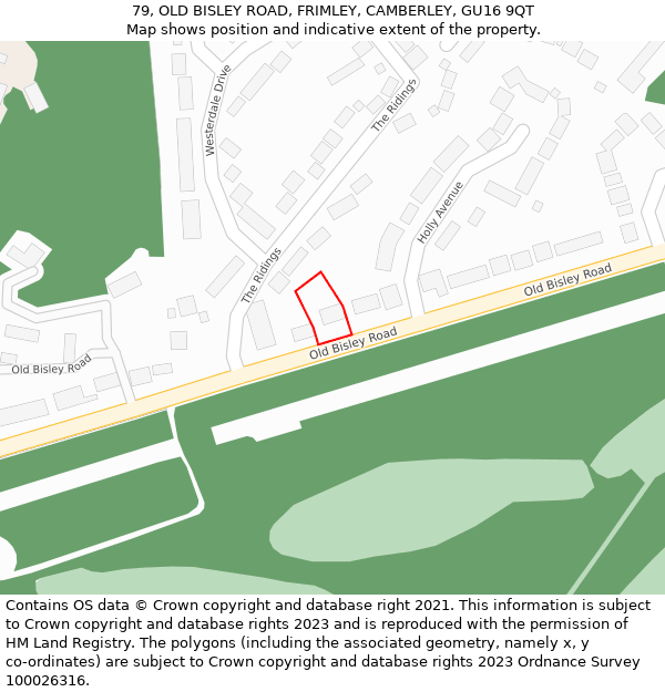 79, OLD BISLEY ROAD, FRIMLEY, CAMBERLEY, GU16 9QT: Location map and indicative extent of plot