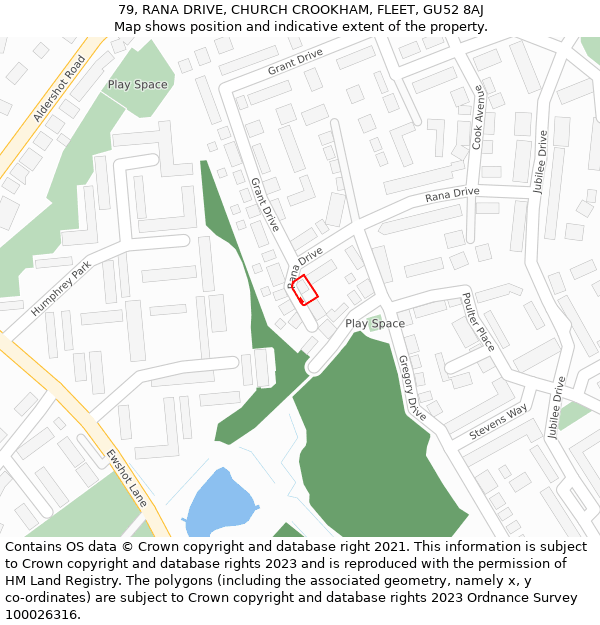 79, RANA DRIVE, CHURCH CROOKHAM, FLEET, GU52 8AJ: Location map and indicative extent of plot