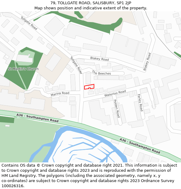 79, TOLLGATE ROAD, SALISBURY, SP1 2JP: Location map and indicative extent of plot