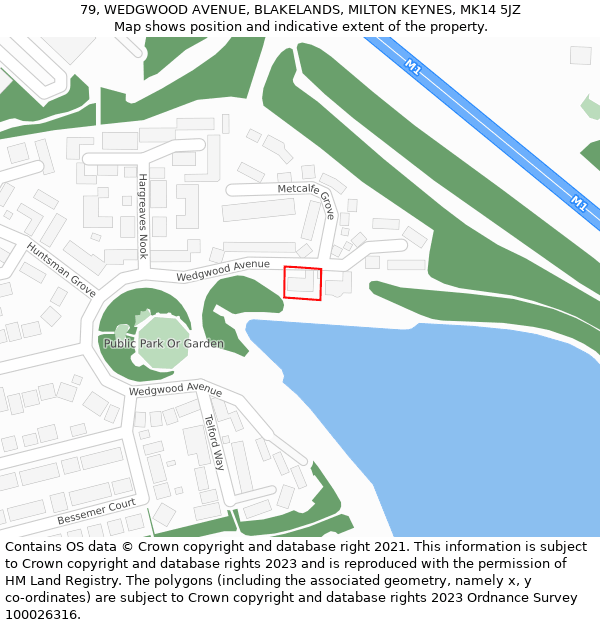 79, WEDGWOOD AVENUE, BLAKELANDS, MILTON KEYNES, MK14 5JZ: Location map and indicative extent of plot