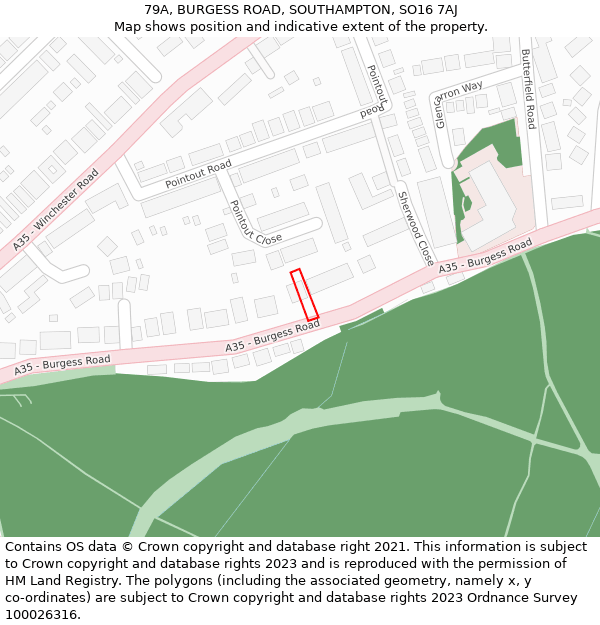 79A, BURGESS ROAD, SOUTHAMPTON, SO16 7AJ: Location map and indicative extent of plot