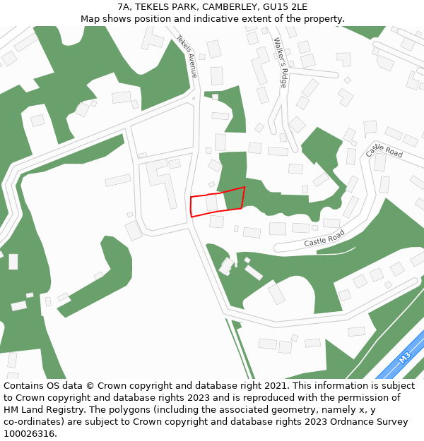 7A, TEKELS PARK, CAMBERLEY, GU15 2LE: Location map and indicative extent of plot