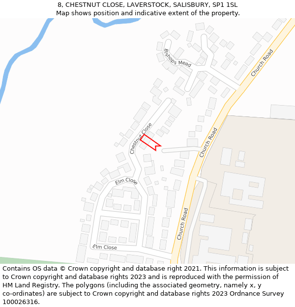 8, CHESTNUT CLOSE, LAVERSTOCK, SALISBURY, SP1 1SL: Location map and indicative extent of plot