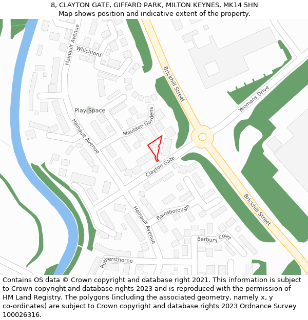 8, CLAYTON GATE, GIFFARD PARK, MILTON KEYNES, MK14 5HN: Location map and indicative extent of plot