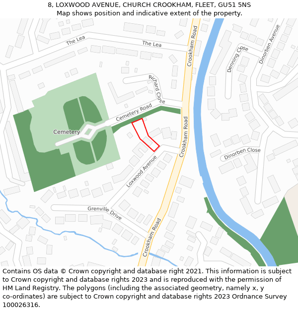 8, LOXWOOD AVENUE, CHURCH CROOKHAM, FLEET, GU51 5NS: Location map and indicative extent of plot