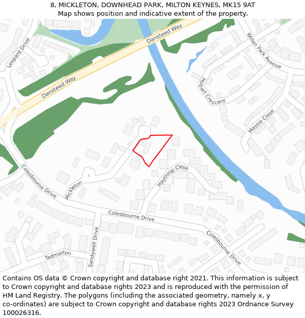 8, MICKLETON, DOWNHEAD PARK, MILTON KEYNES, MK15 9AT: Location map and indicative extent of plot