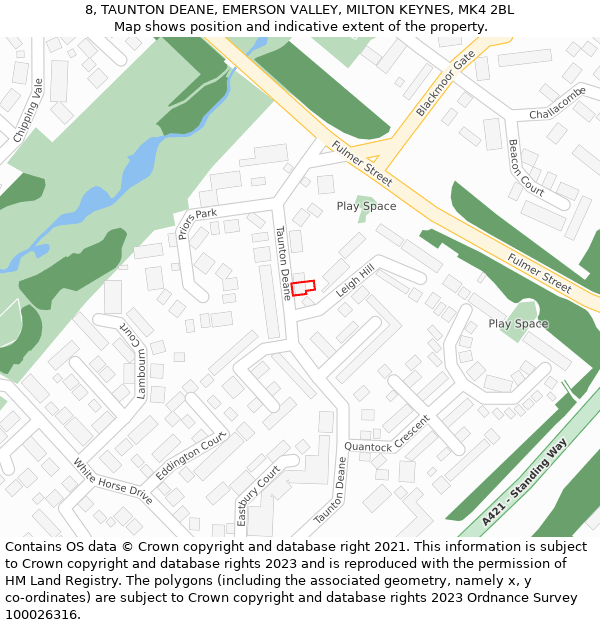 8, TAUNTON DEANE, EMERSON VALLEY, MILTON KEYNES, MK4 2BL: Location map and indicative extent of plot