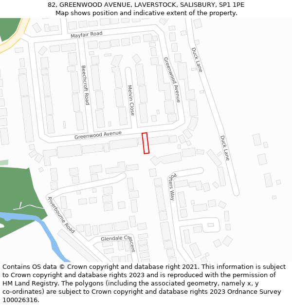 82, GREENWOOD AVENUE, LAVERSTOCK, SALISBURY, SP1 1PE: Location map and indicative extent of plot