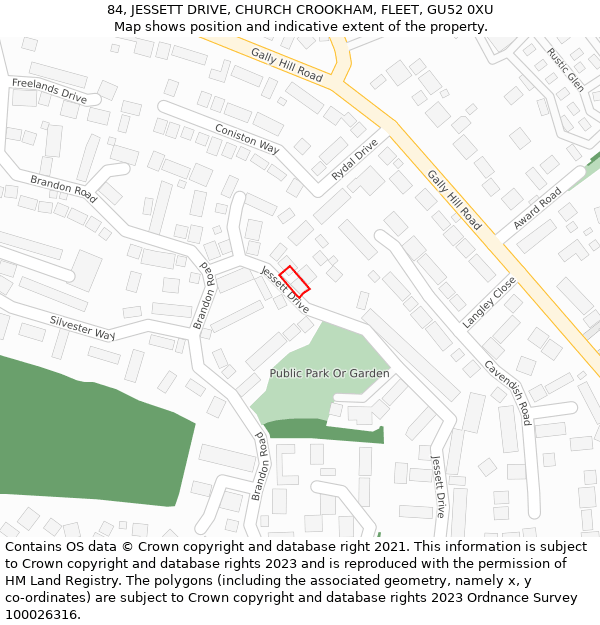 84, JESSETT DRIVE, CHURCH CROOKHAM, FLEET, GU52 0XU: Location map and indicative extent of plot