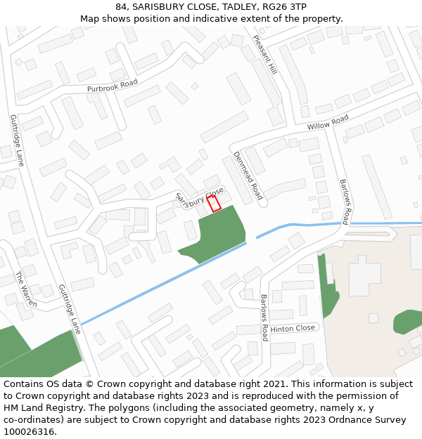 84, SARISBURY CLOSE, TADLEY, RG26 3TP: Location map and indicative extent of plot