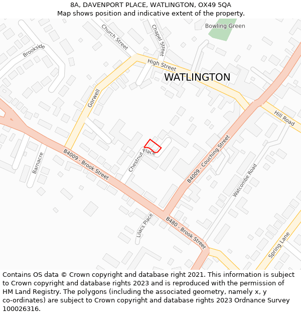 8A, DAVENPORT PLACE, WATLINGTON, OX49 5QA: Location map and indicative extent of plot