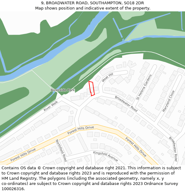 9, BROADWATER ROAD, SOUTHAMPTON, SO18 2DR: Location map and indicative extent of plot