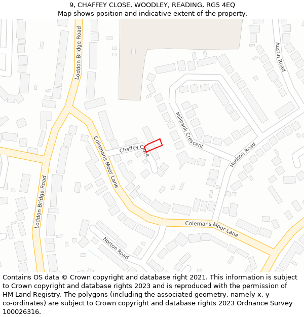 9, CHAFFEY CLOSE, WOODLEY, READING, RG5 4EQ: Location map and indicative extent of plot