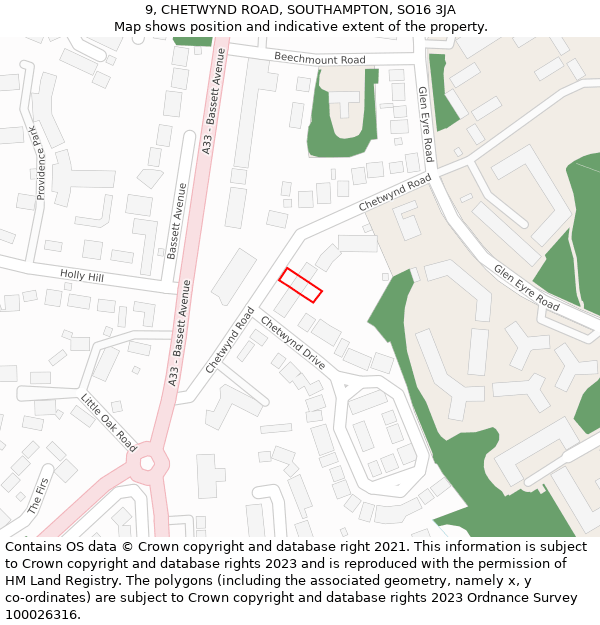 9, CHETWYND ROAD, SOUTHAMPTON, SO16 3JA: Location map and indicative extent of plot