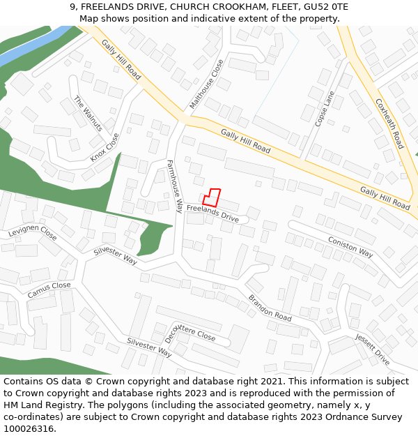 9, FREELANDS DRIVE, CHURCH CROOKHAM, FLEET, GU52 0TE: Location map and indicative extent of plot