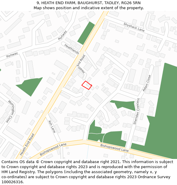 9, HEATH END FARM, BAUGHURST, TADLEY, RG26 5RN: Location map and indicative extent of plot