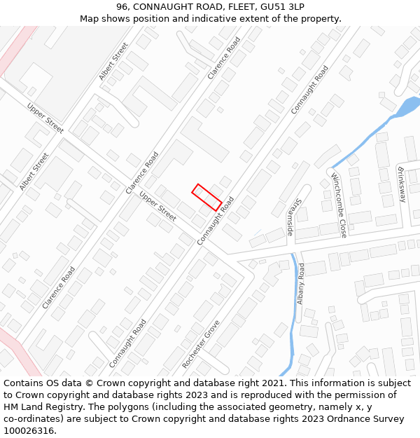 96, CONNAUGHT ROAD, FLEET, GU51 3LP: Location map and indicative extent of plot