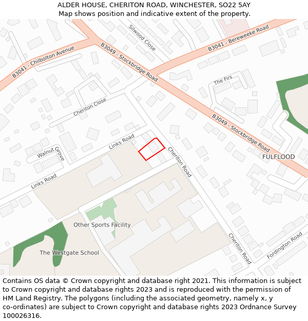 ALDER HOUSE, CHERITON ROAD, WINCHESTER, SO22 5AY: Location map and indicative extent of plot