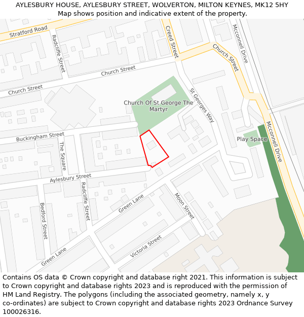 AYLESBURY HOUSE, AYLESBURY STREET, WOLVERTON, MILTON KEYNES, MK12 5HY: Location map and indicative extent of plot