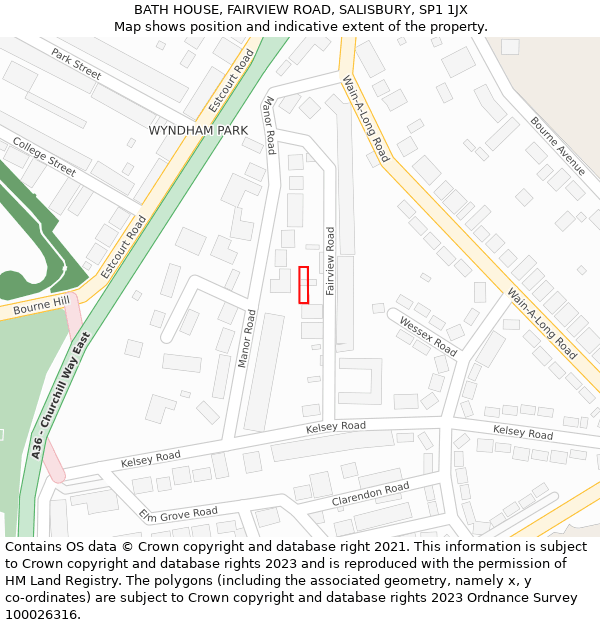 BATH HOUSE, FAIRVIEW ROAD, SALISBURY, SP1 1JX: Location map and indicative extent of plot