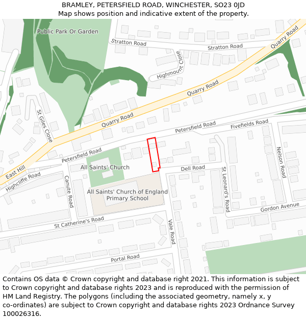 BRAMLEY, PETERSFIELD ROAD, WINCHESTER, SO23 0JD: Location map and indicative extent of plot