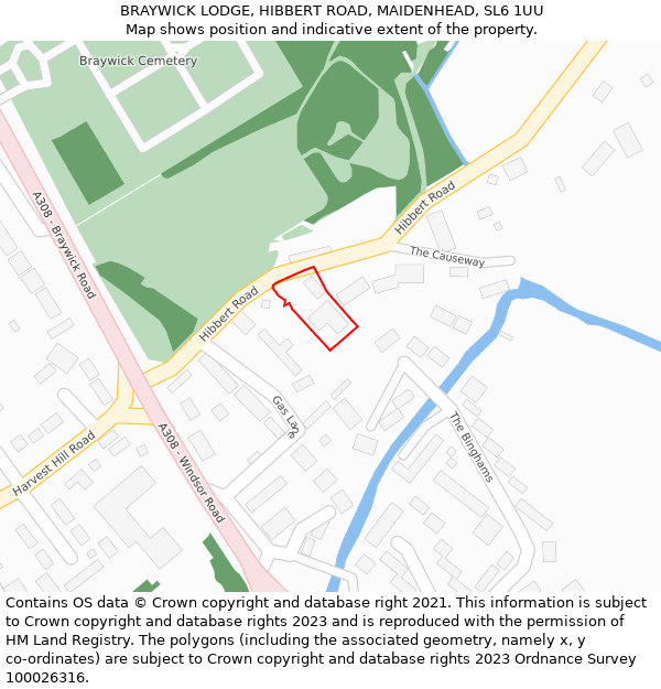 BRAYWICK LODGE, HIBBERT ROAD, MAIDENHEAD, SL6 1UU: Location map and indicative extent of plot