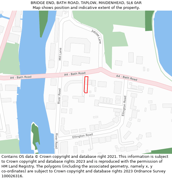 BRIDGE END, BATH ROAD, TAPLOW, MAIDENHEAD, SL6 0AR: Location map and indicative extent of plot
