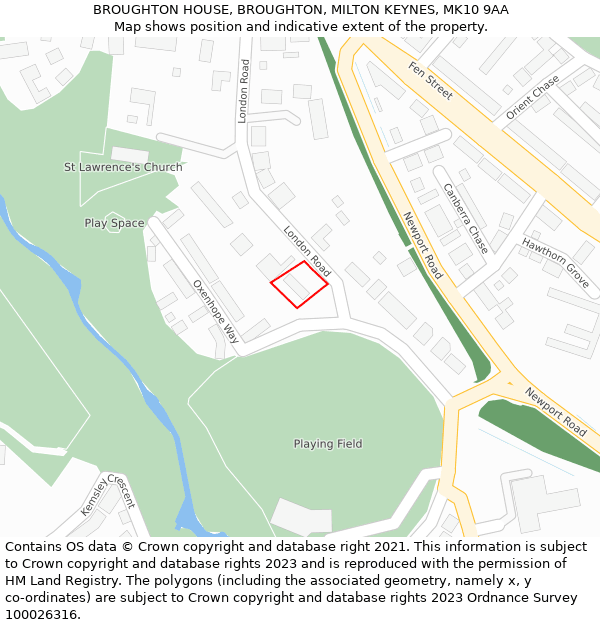 BROUGHTON HOUSE, BROUGHTON, MILTON KEYNES, MK10 9AA: Location map and indicative extent of plot