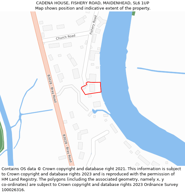 CADENA HOUSE, FISHERY ROAD, MAIDENHEAD, SL6 1UP: Location map and indicative extent of plot
