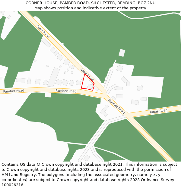 CORNER HOUSE, PAMBER ROAD, SILCHESTER, READING, RG7 2NU: Location map and indicative extent of plot