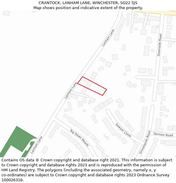 CRANTOCK, LANHAM LANE, WINCHESTER, SO22 5JS: Location map and indicative extent of plot