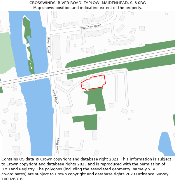 CROSSWINDS, RIVER ROAD, TAPLOW, MAIDENHEAD, SL6 0BG: Location map and indicative extent of plot