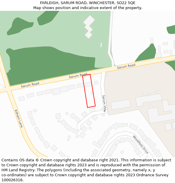 FARLEIGH, SARUM ROAD, WINCHESTER, SO22 5QE: Location map and indicative extent of plot