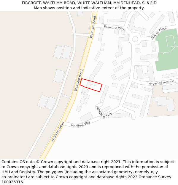 FIRCROFT, WALTHAM ROAD, WHITE WALTHAM, MAIDENHEAD, SL6 3JD: Location map and indicative extent of plot