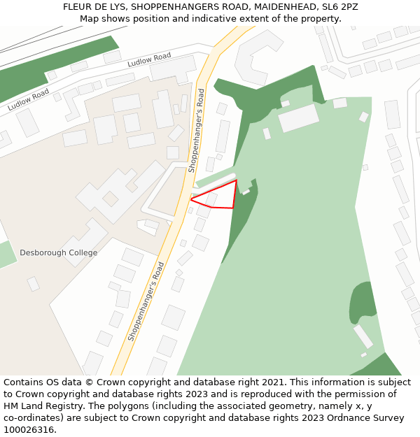 FLEUR DE LYS, SHOPPENHANGERS ROAD, MAIDENHEAD, SL6 2PZ: Location map and indicative extent of plot