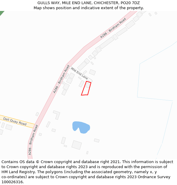 GULLS WAY, MILE END LANE, CHICHESTER, PO20 7DZ: Location map and indicative extent of plot