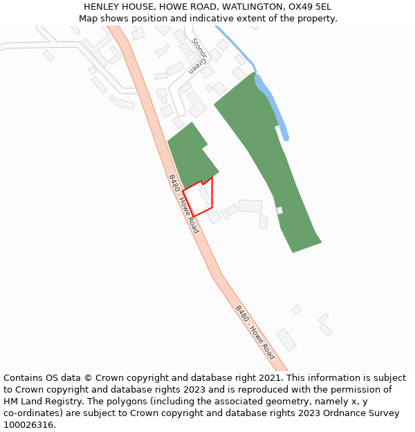 HENLEY HOUSE, HOWE ROAD, WATLINGTON, OX49 5EL: Location map and indicative extent of plot