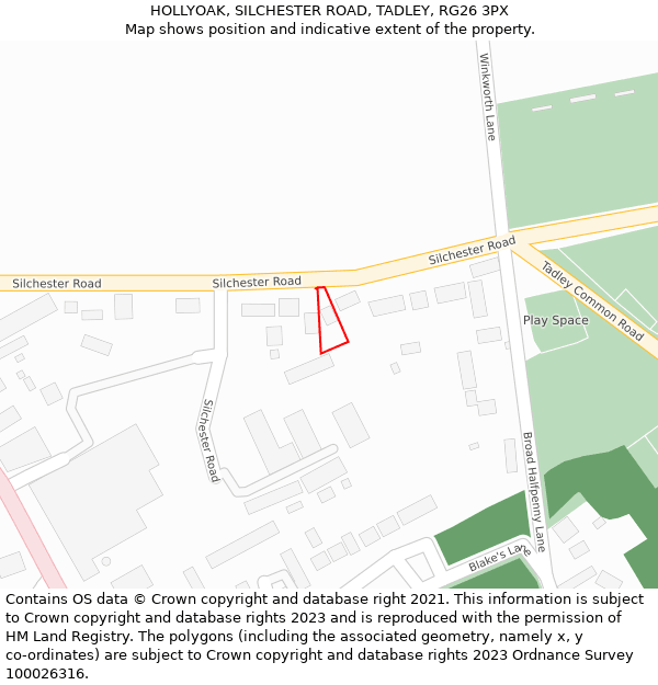 HOLLYOAK, SILCHESTER ROAD, TADLEY, RG26 3PX: Location map and indicative extent of plot