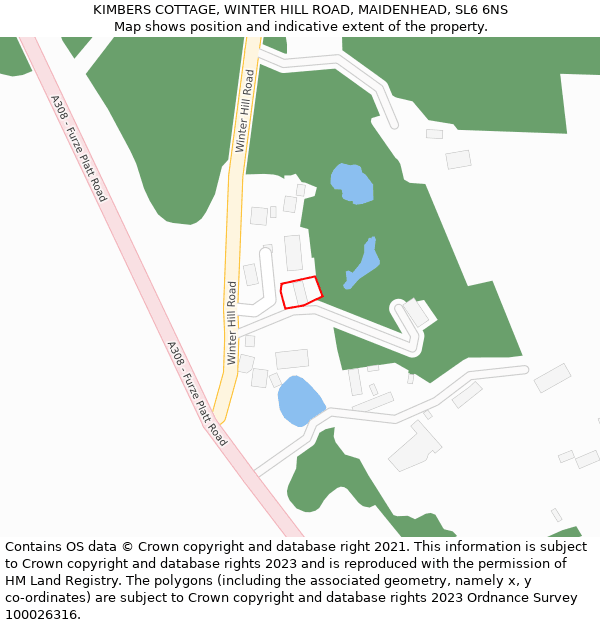 KIMBERS COTTAGE, WINTER HILL ROAD, MAIDENHEAD, SL6 6NS: Location map and indicative extent of plot