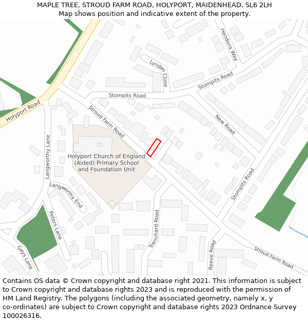 MAPLE TREE, STROUD FARM ROAD, HOLYPORT, MAIDENHEAD, SL6 2LH: Location map and indicative extent of plot
