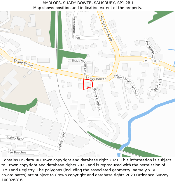 MARLOES, SHADY BOWER, SALISBURY, SP1 2RH: Location map and indicative extent of plot