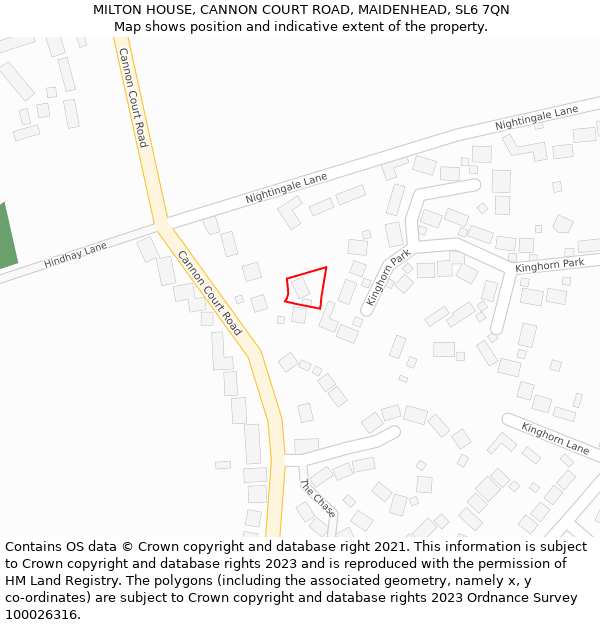 MILTON HOUSE, CANNON COURT ROAD, MAIDENHEAD, SL6 7QN: Location map and indicative extent of plot