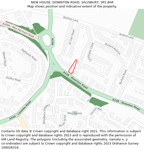 NEW HOUSE, DOWNTON ROAD, SALISBURY, SP2 8AR: Location map and indicative extent of plot