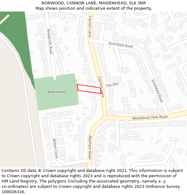 NORWOOD, CANNON LANE, MAIDENHEAD, SL6 3NR: Location map and indicative extent of plot